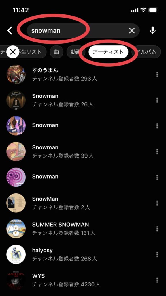 YouTube Music Sowman検索結果