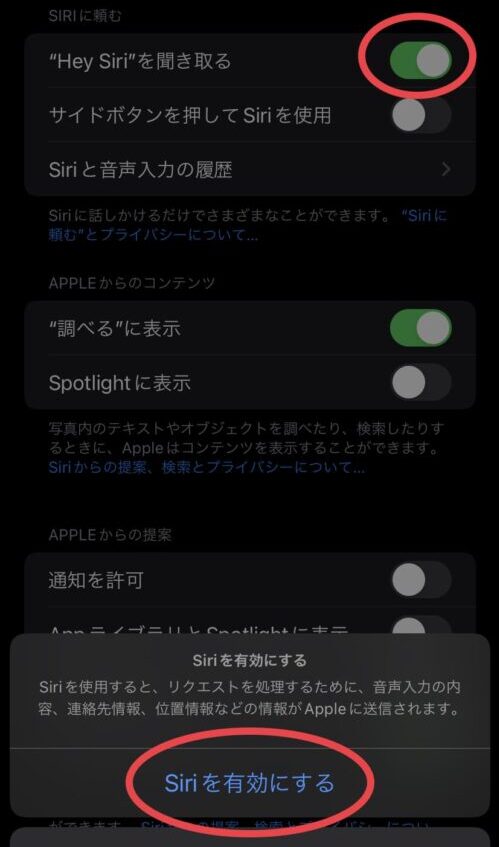 Siriを有効にする