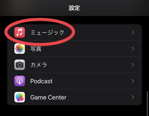 iPhone設定画面