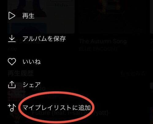 マイプレイリストに追加