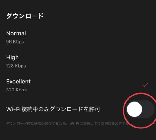 Wi-Fi接続中のダウンロードを許可
